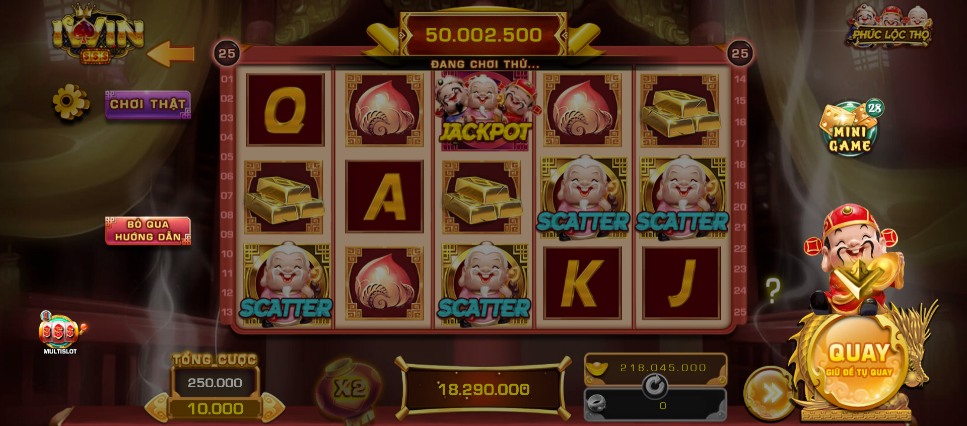 Luật chơi Slot Phúc Lộc Thọ tại iWin Club