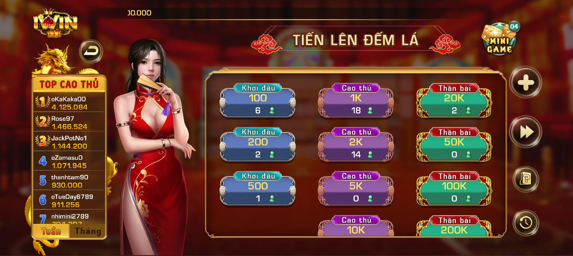 nhiều trò chơi cực hot tại cổng game chính thức của iWin Club