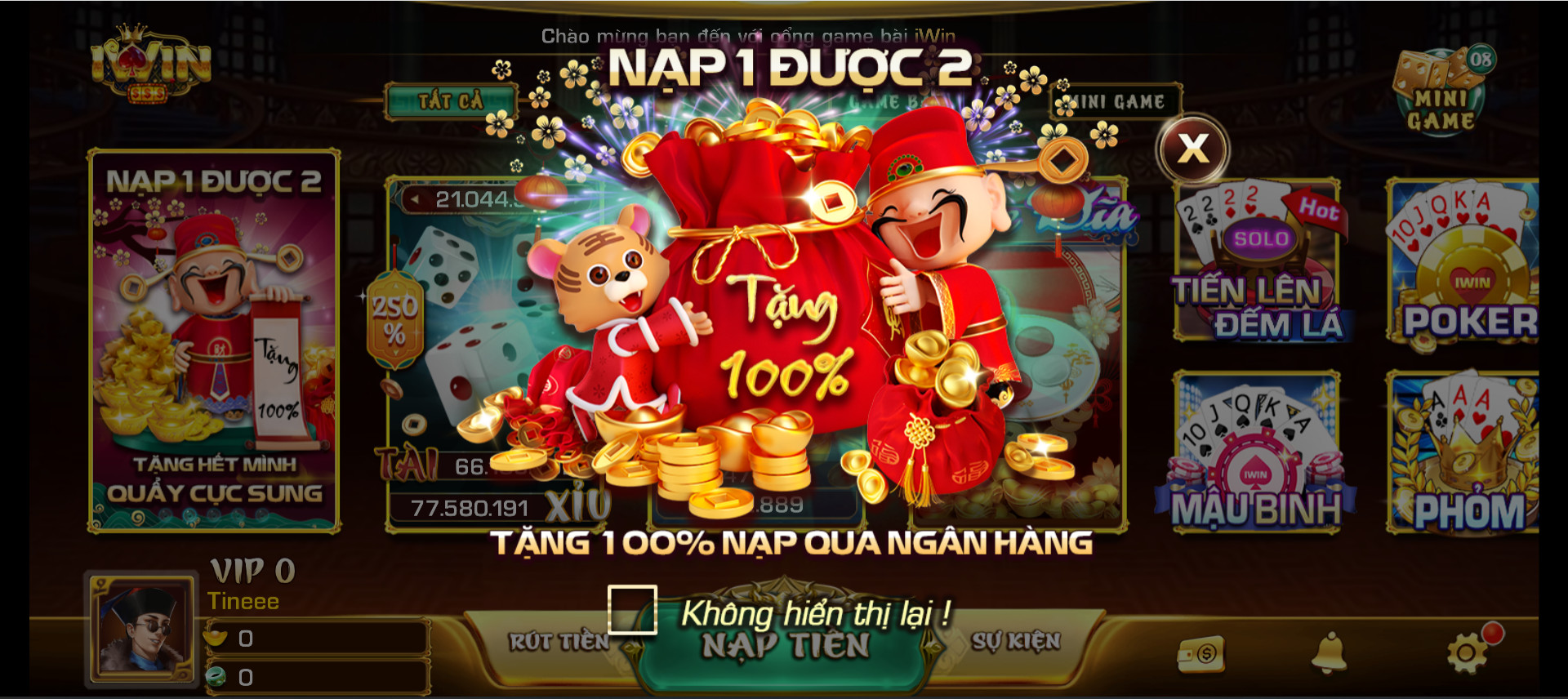 Nạp tiền đơn giản tại iWin Club